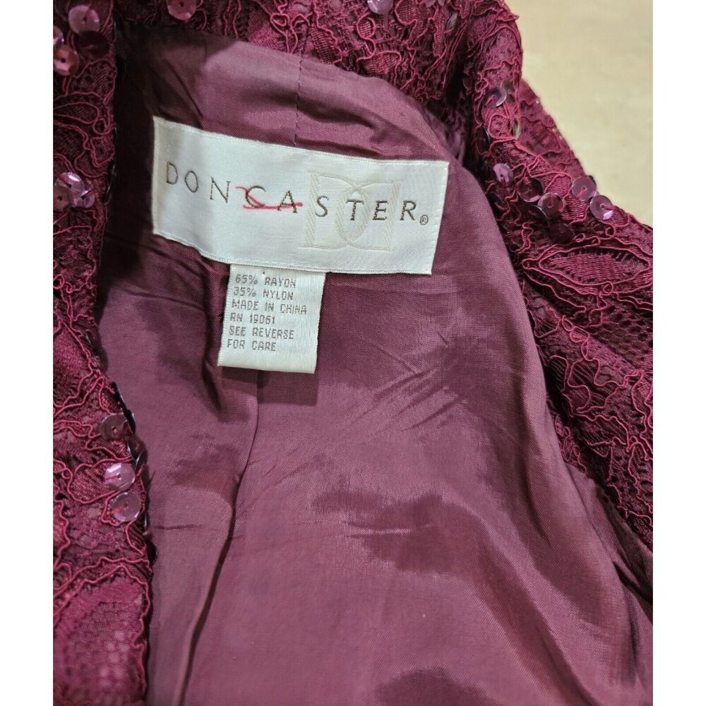 Women's Doncaster Sequined Jacket with Belt Berry/Burgundy Size 10 Elegant - Picture 8 of 9